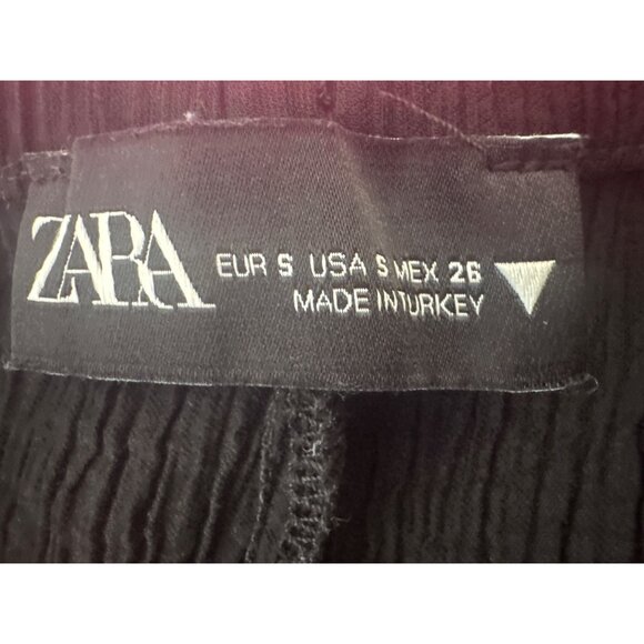 2/$30 ZARA Black Small High-Rise Crinkle Flare Pants - Picture 4 of 13